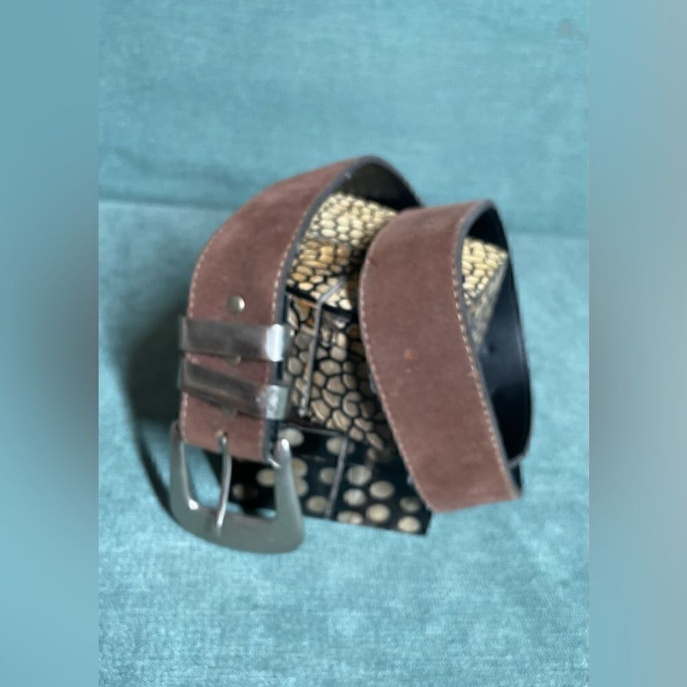 🔥❤️🔥 33” Brown Faux Suede Single Prong Buckle Double Metal  Belt Loop EPC - Picture 2 of 6